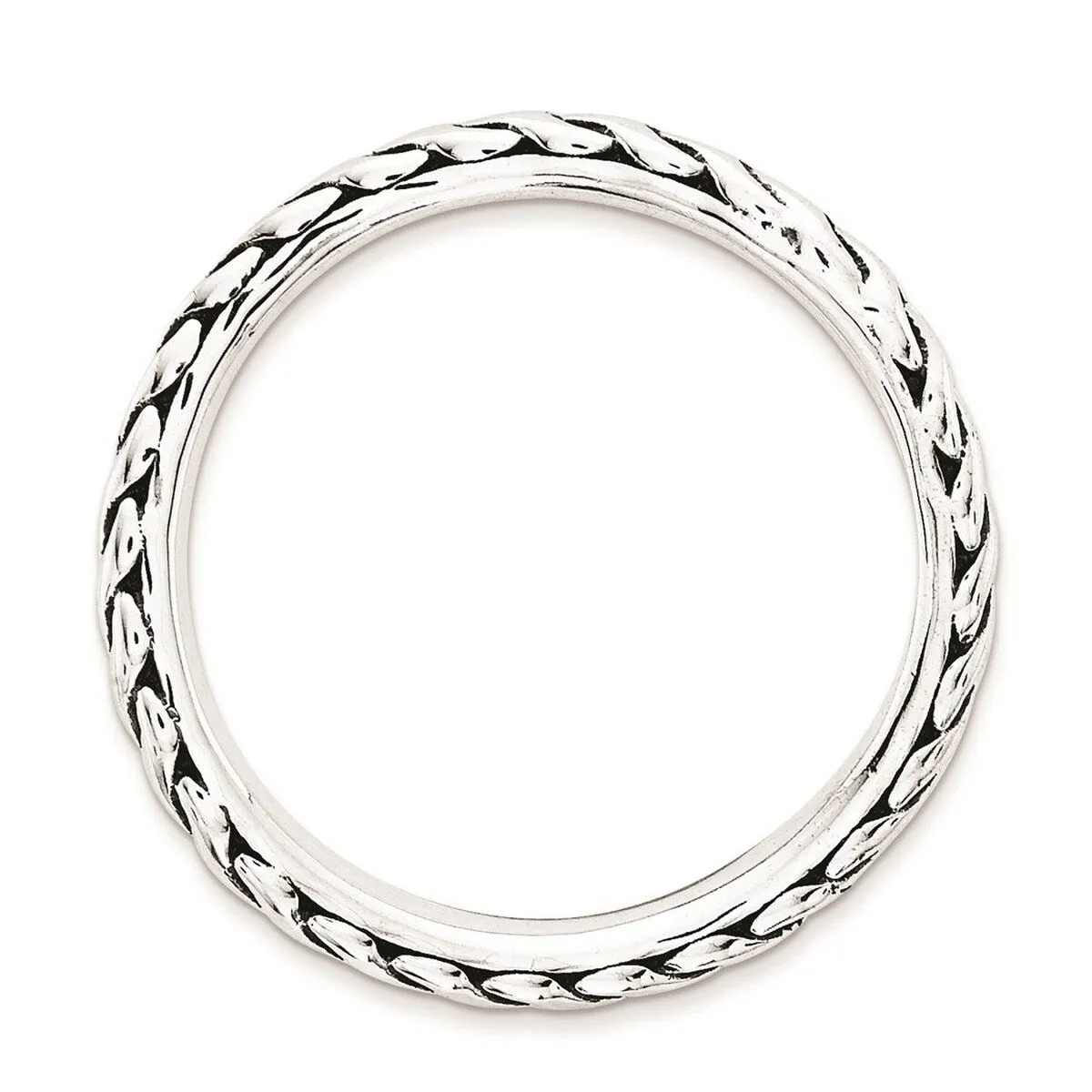 Curata 925 Sterling Silver Polished Patterned Stackable Wave Artisan Oxidized Ring sold by Zulily
