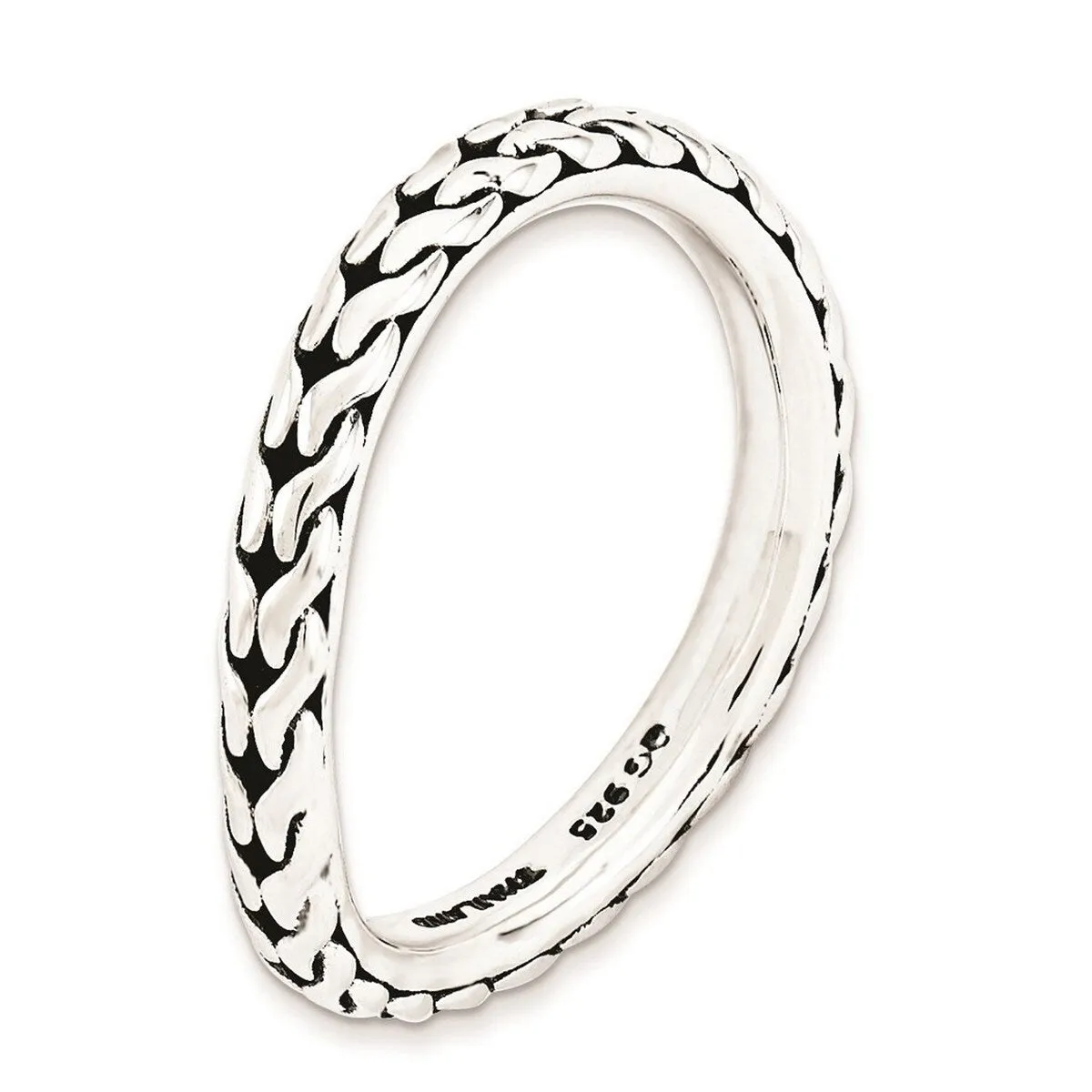 Curata 925 Sterling Silver Polished Patterned Stackable Wave Artisan Oxidized Ring sold by Zulily product image thumbnail 2