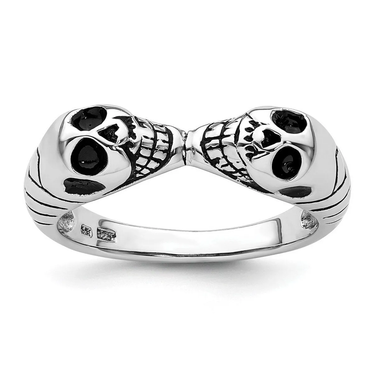 Curata 925 Sterling Silver Rhodium Plated Double Skull Artisan Oxidized Ring sold by Zulily product image thumbnail 2