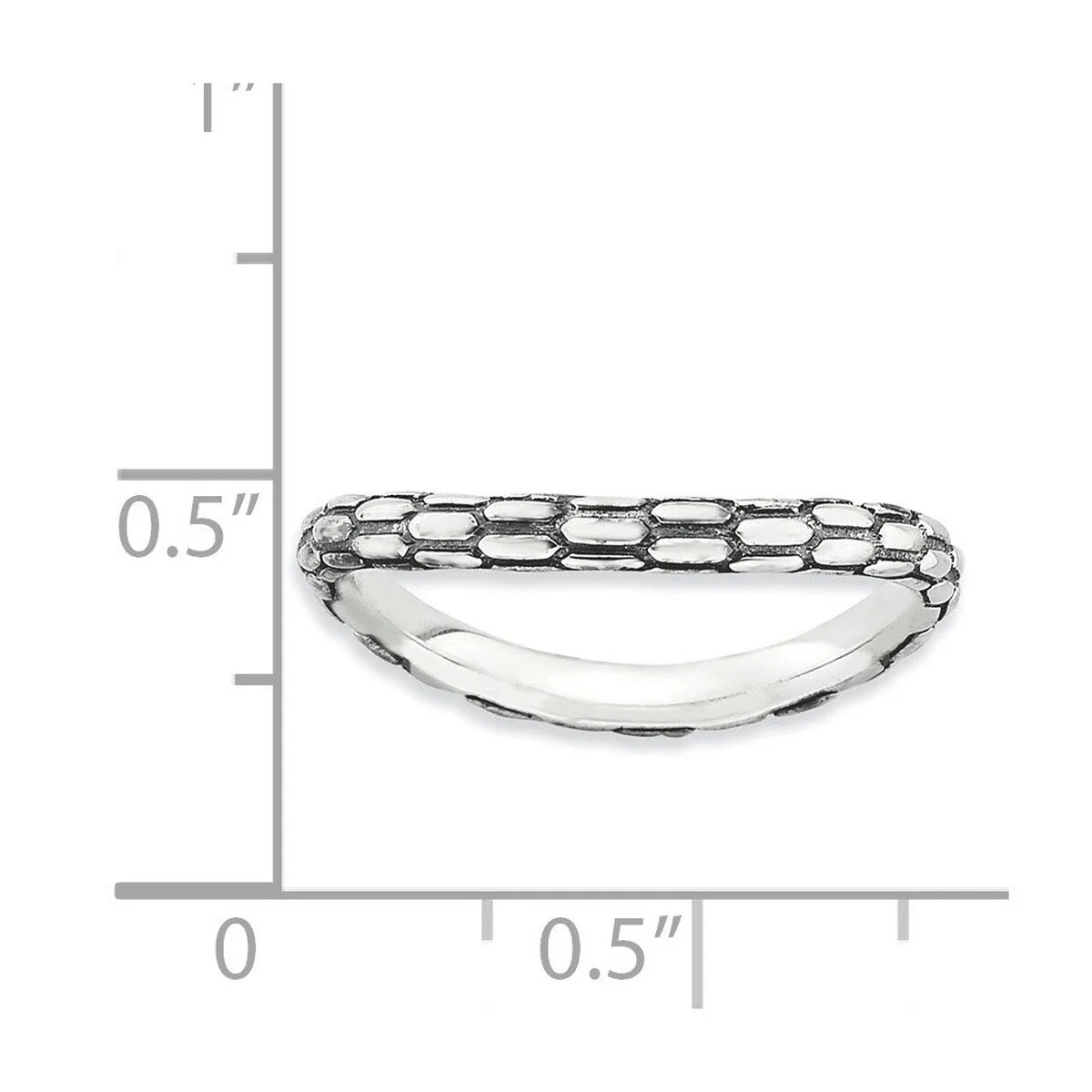 Curata 925 Sterling Silver Patterned Stackable Polished Wave Artisan Oxidized Ring sold by Zulily product image thumbnail 4