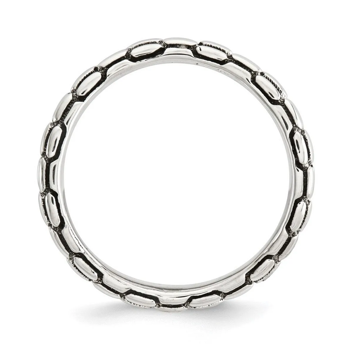 Curata 925 Sterling Silver Patterned Stackable Polished Wave Artisan Oxidized Ring sold by Zulily product image thumbnail 5