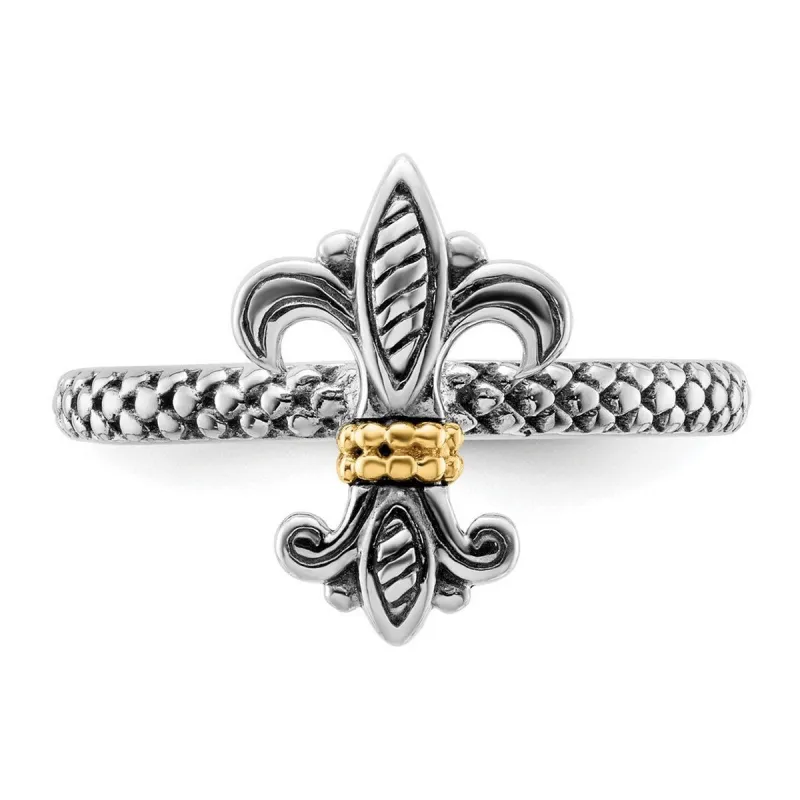 Curata 925 Sterling Silver Polished 14k Stackable Artisan Oxidized Ring sold by Zulily