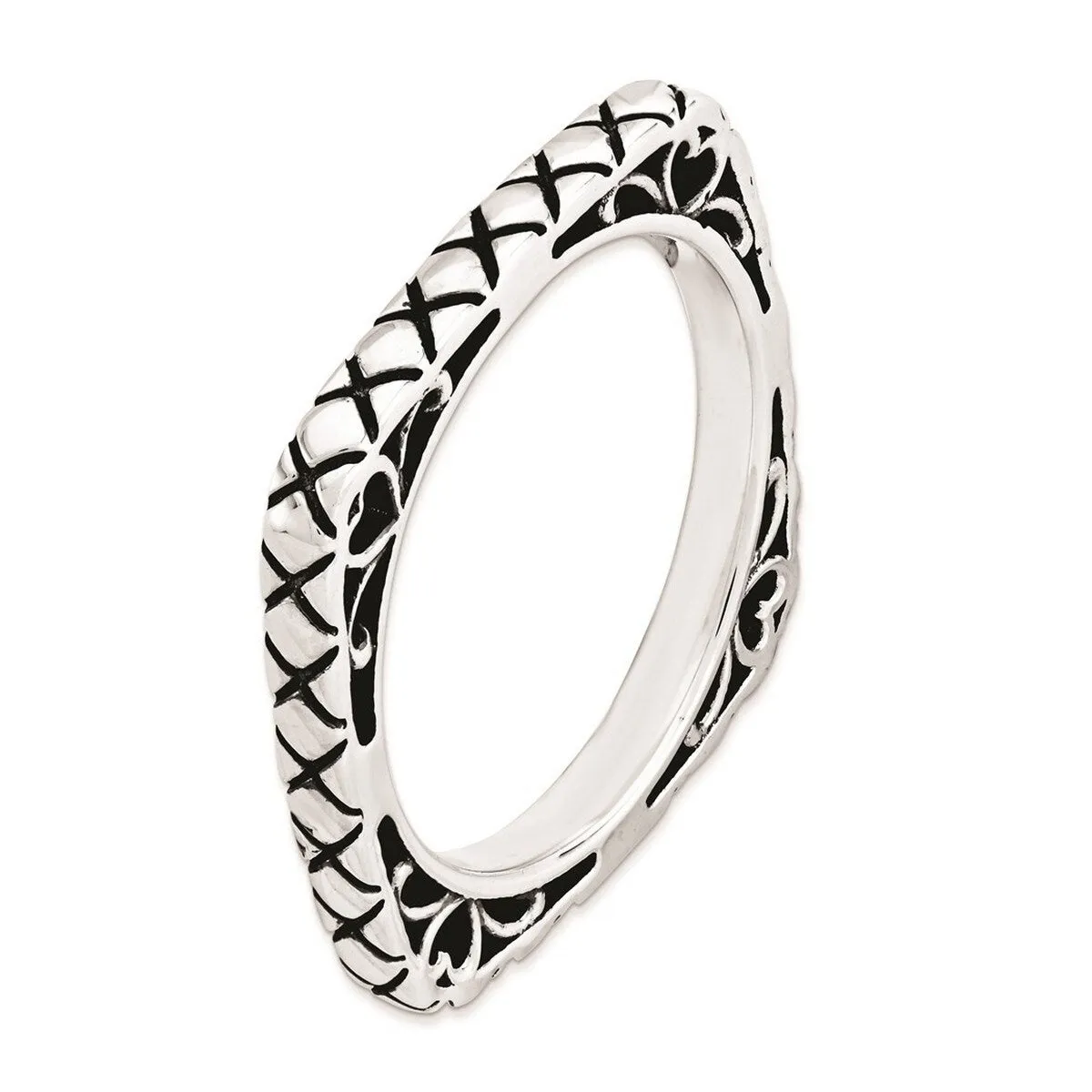 Curata 925 Sterling Silver Patterned Stackable Polished Square Artisan Oxidized Ring sold by Zulily product image thumbnail 4