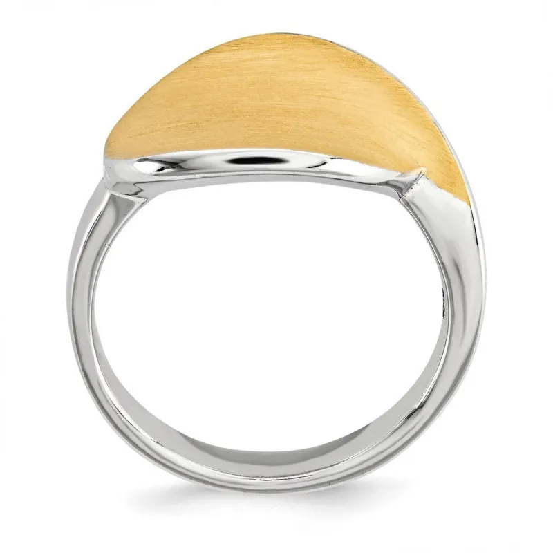 Curata 925 Sterling Silver Back Gold Plated Polished Satin Ring sold by Zulily