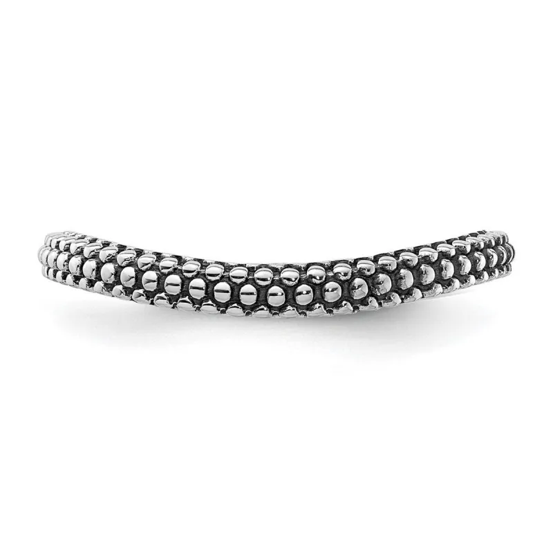 Curata 925 Sterling Silver Patterned Stackable Polished Wave Artisan Oxidized Ring sold by Zulily