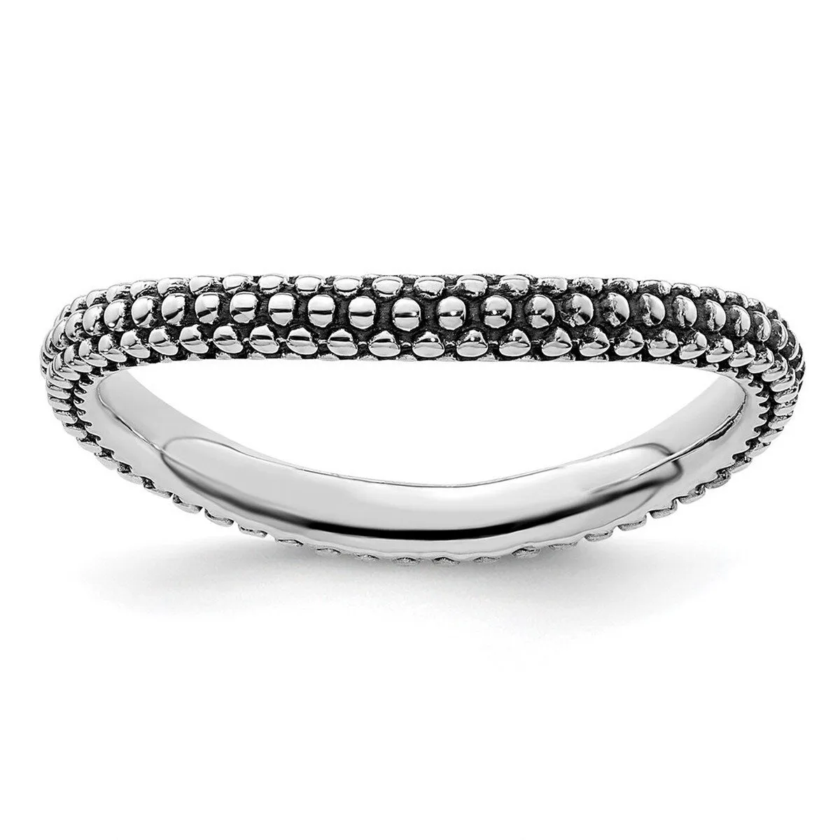 Curata 925 Sterling Silver Patterned Stackable Polished Wave Artisan Oxidized Ring sold by Zulily product image thumbnail 5