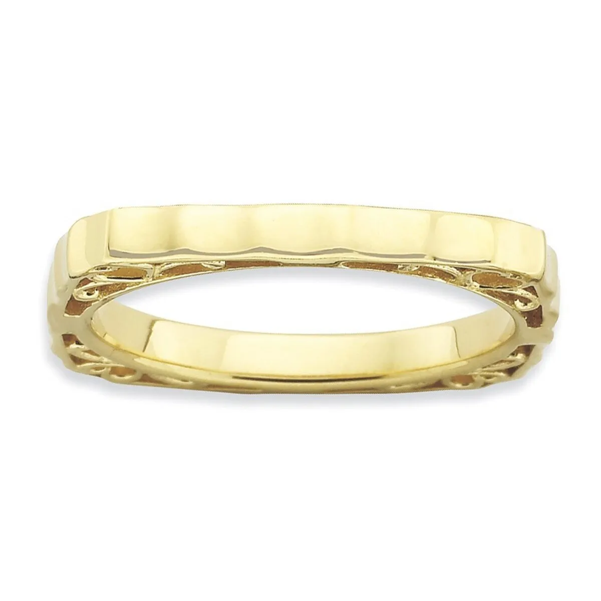 Curata 925 Sterling Silver Stackable Polished Gold Plated Square Ring sold by Zulily
