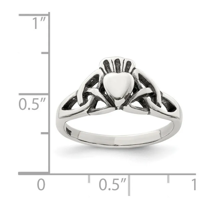 Curata 925 Sterling Silver Claddagh Celtic Trinity Knot Artisan Oxidized Ring sold by Zulily