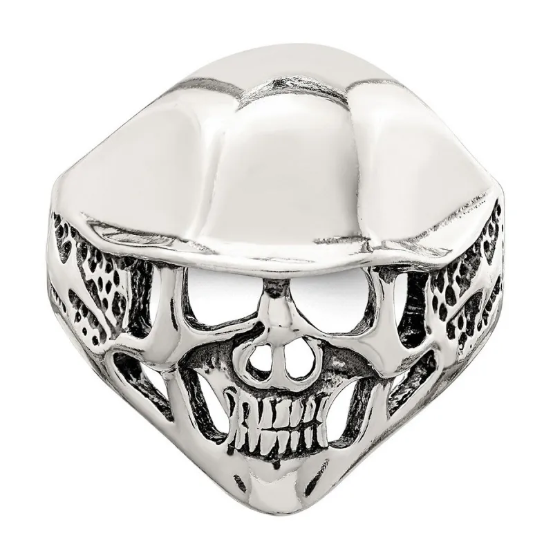 Curata 925 Sterling Silver Polished Open Back Skull Artisan Oxidized Ring sold by Zulily