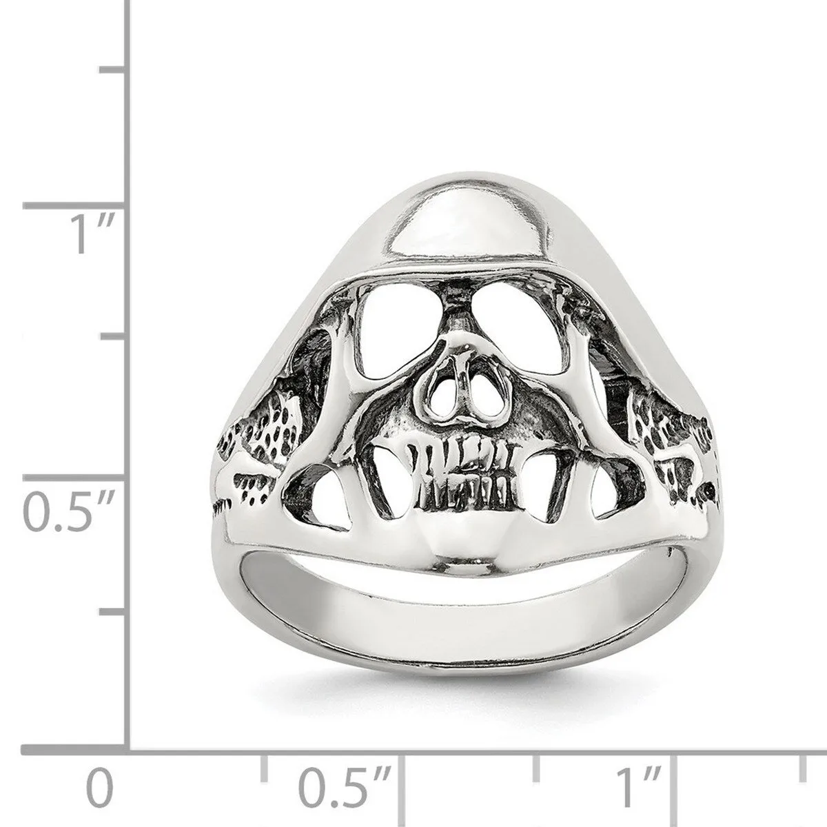 Curata 925 Sterling Silver Polished Open Back Skull Artisan Oxidized Ring sold by Zulily product image thumbnail 4