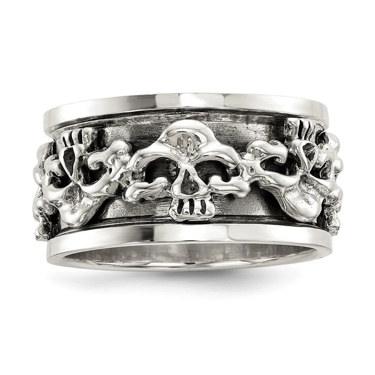 Curata 925 Sterling Silver Polished Spinning Center Skull Artisan Oxidized Ring sold by Zulily product image thumbnail 4