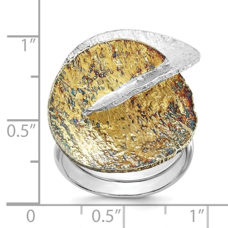 Curata 925 Sterling Silver 18K Yellow Gold Plated Whimsical Artisan Statement Ring sold by Zulily