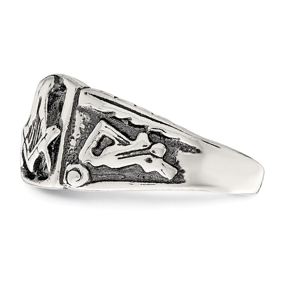 Curata 925 Sterling Silver Polished Open Back Masonic Artisan Oxidized Ring sold by Zulily product image thumbnail 4