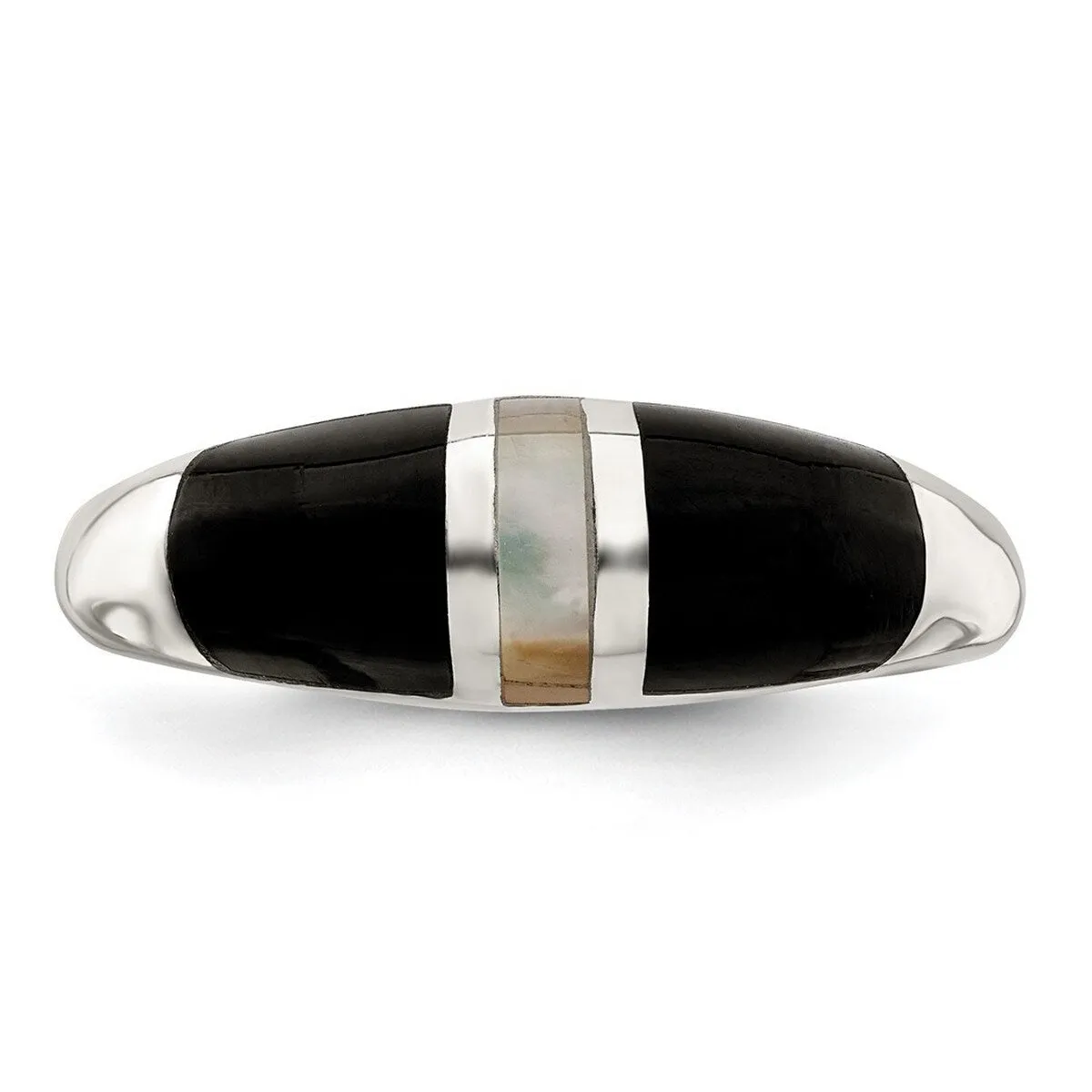 Curata 925 Sterling Silver Solid Polished Onyx and Mother of Pearl Ring sold by Zulily product image thumbnail 2
