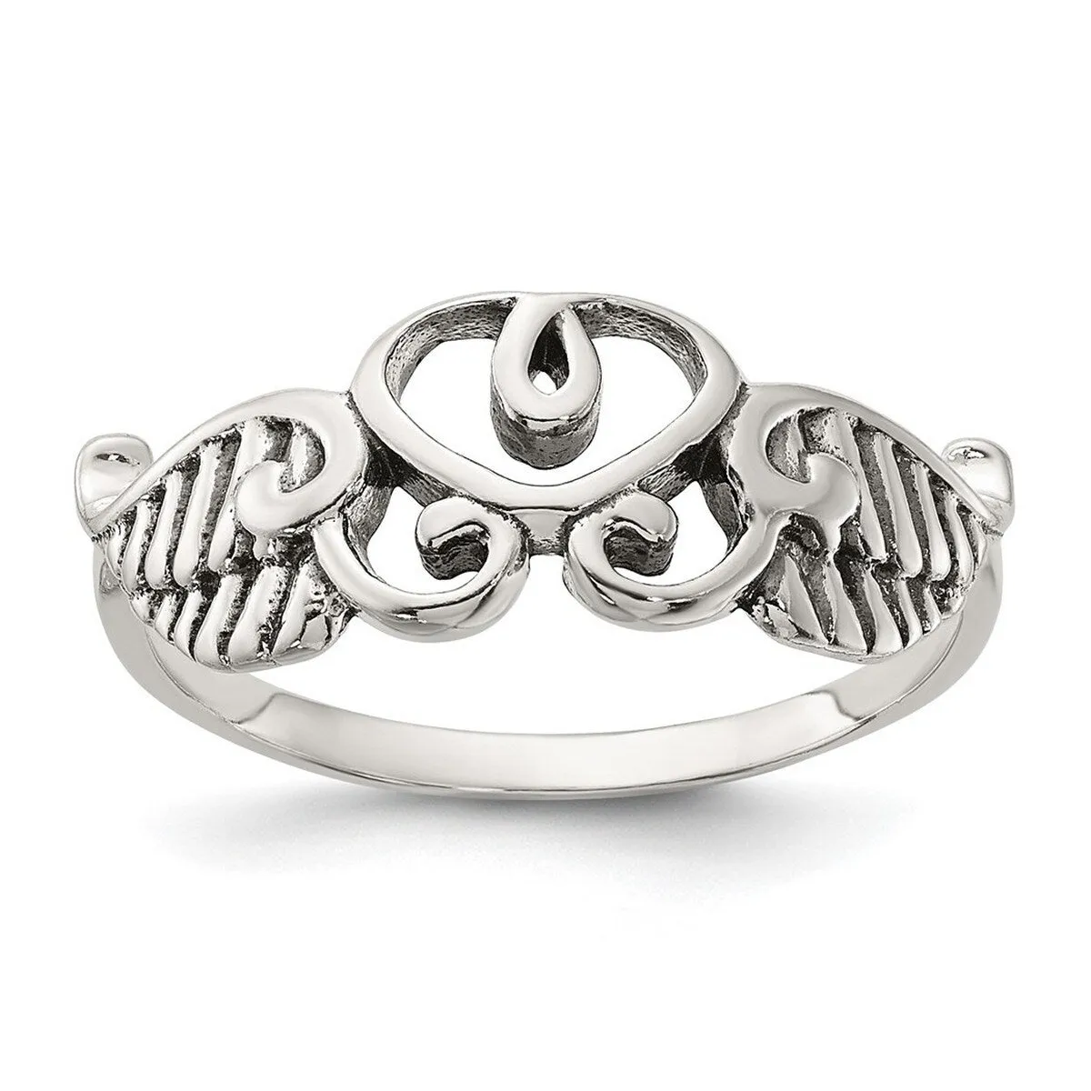 Curata 925 Sterling Silver Heart Leaves Angel Wings Artisan Oxidized Ring sold by Zulily product image thumbnail 2