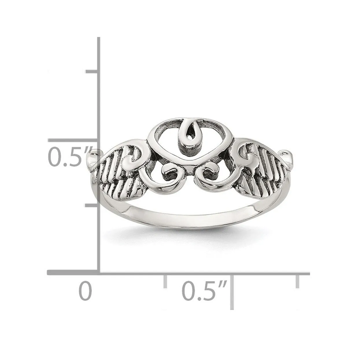 Curata 925 Sterling Silver Heart Leaves Angel Wings Artisan Oxidized Ring sold by Zulily product image thumbnail 5