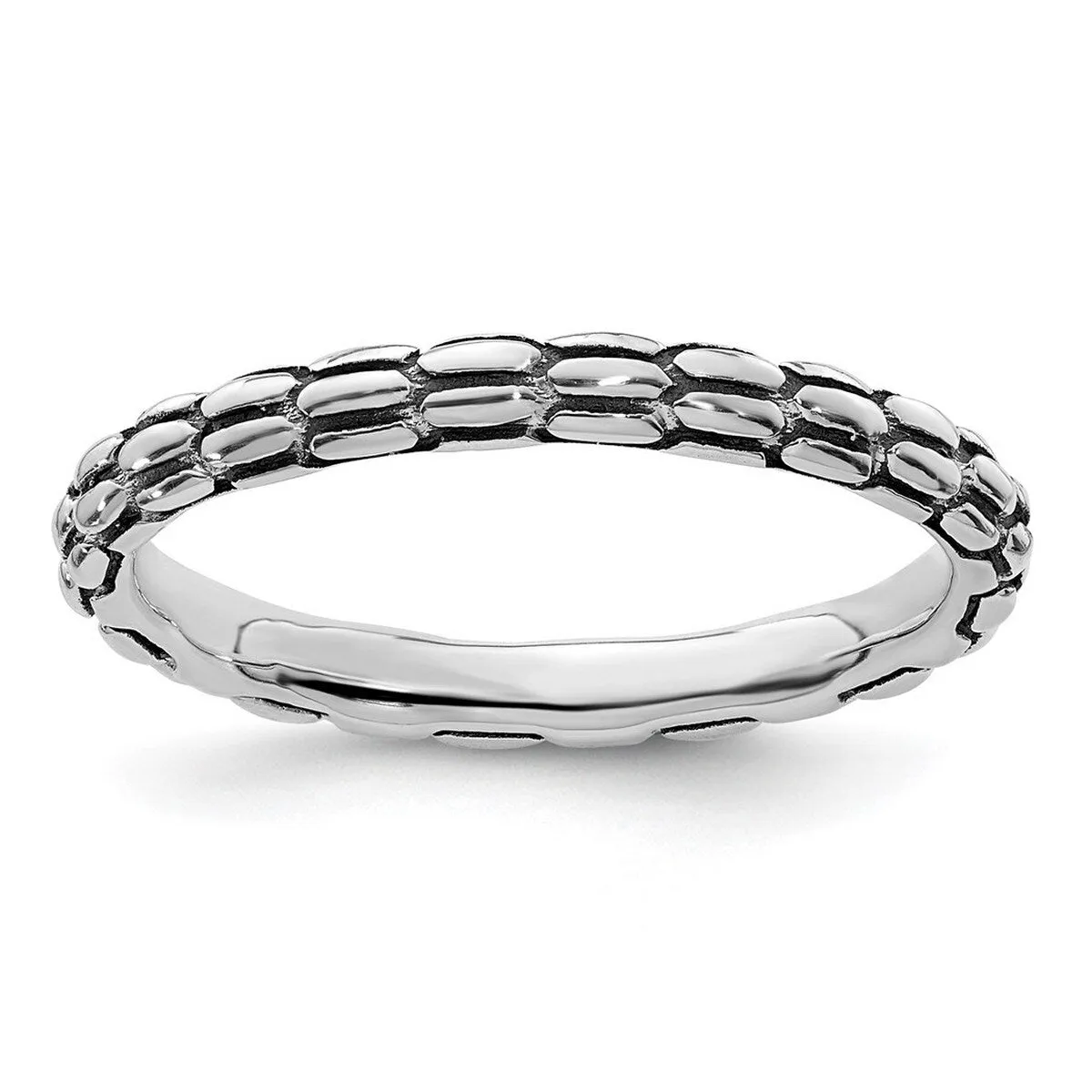 Curata 925 Sterling Silver Polished Patterned Stackable Artisan Oxidized Artisan Oxidized Ring sold by Zulily