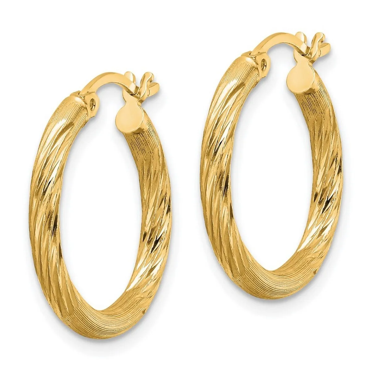 Curata 925 Sterling Silver Gold Plated 2.5mm Satin Diamond cut Hoop Earrings sold by Zulily product image thumbnail 3