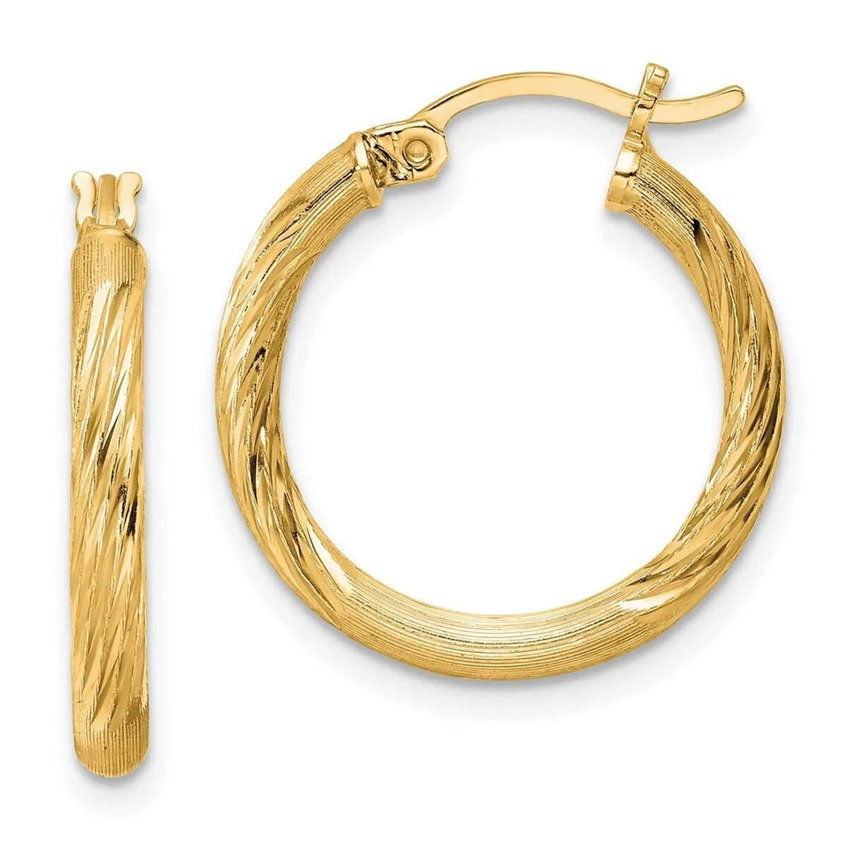 Curata 925 Sterling Silver Gold Plated 2.5mm Satin Diamond cut Hoop Earrings sold by Zulily