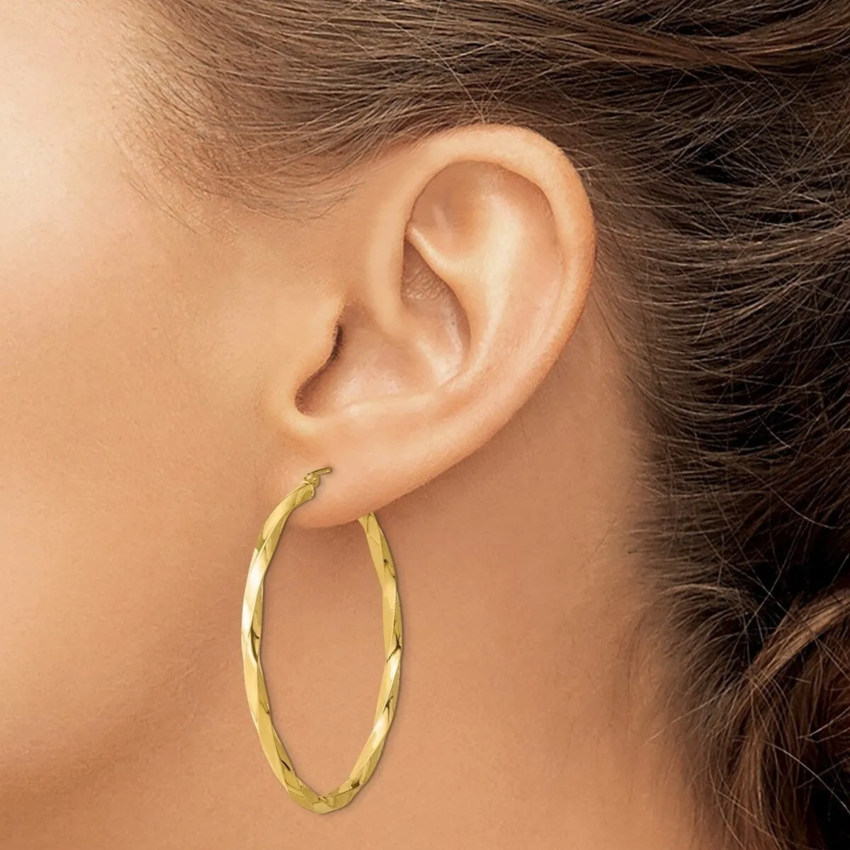 Curata 925 Sterling Silver Gold Plated 3mm Twisted Oval Hoop Earrings sold by Zulily product image thumbnail 2
