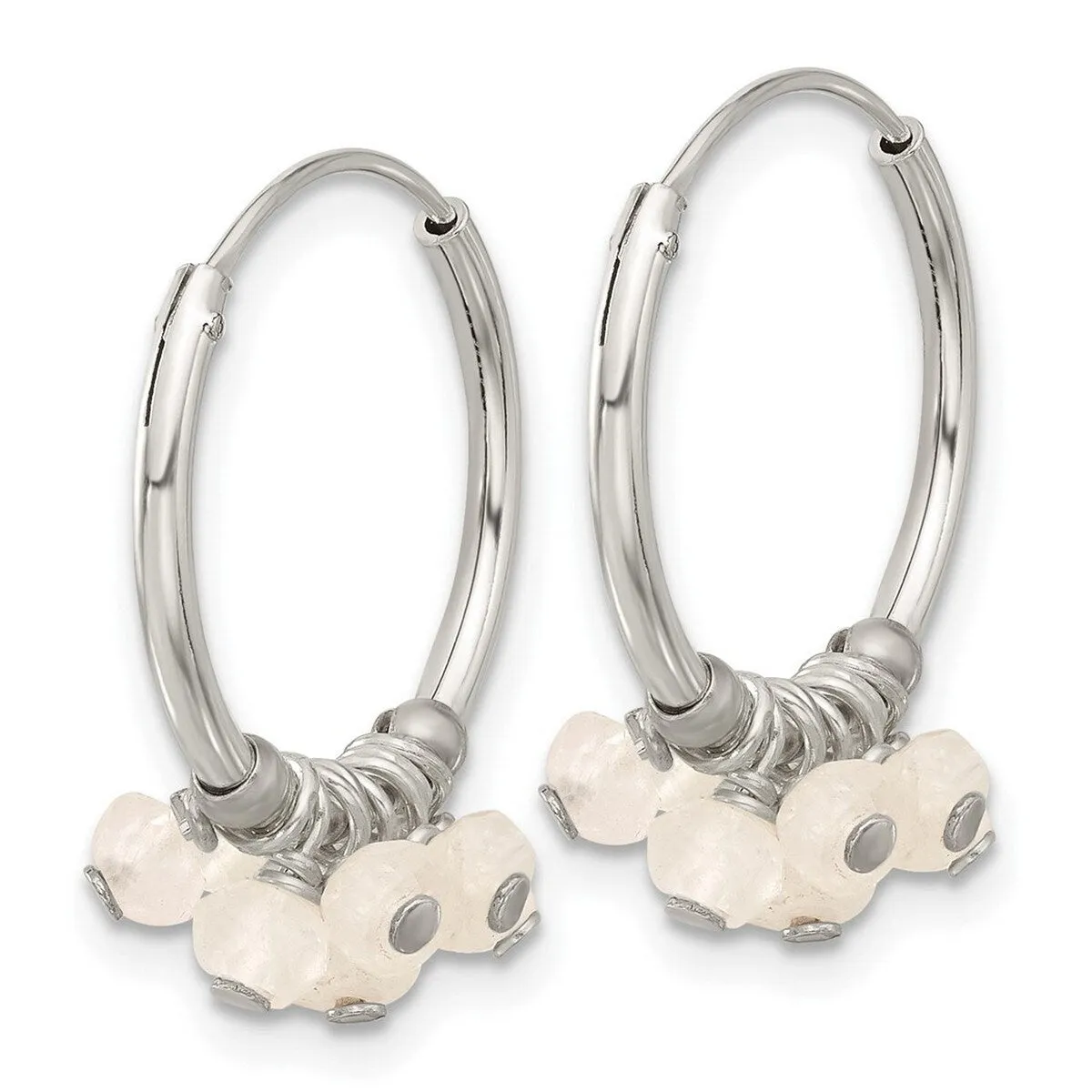 Curata 925 Sterling Silver Moonstone Beaded Endless Hoop Earrings - 21x18mm sold by Zulily product image thumbnail 4