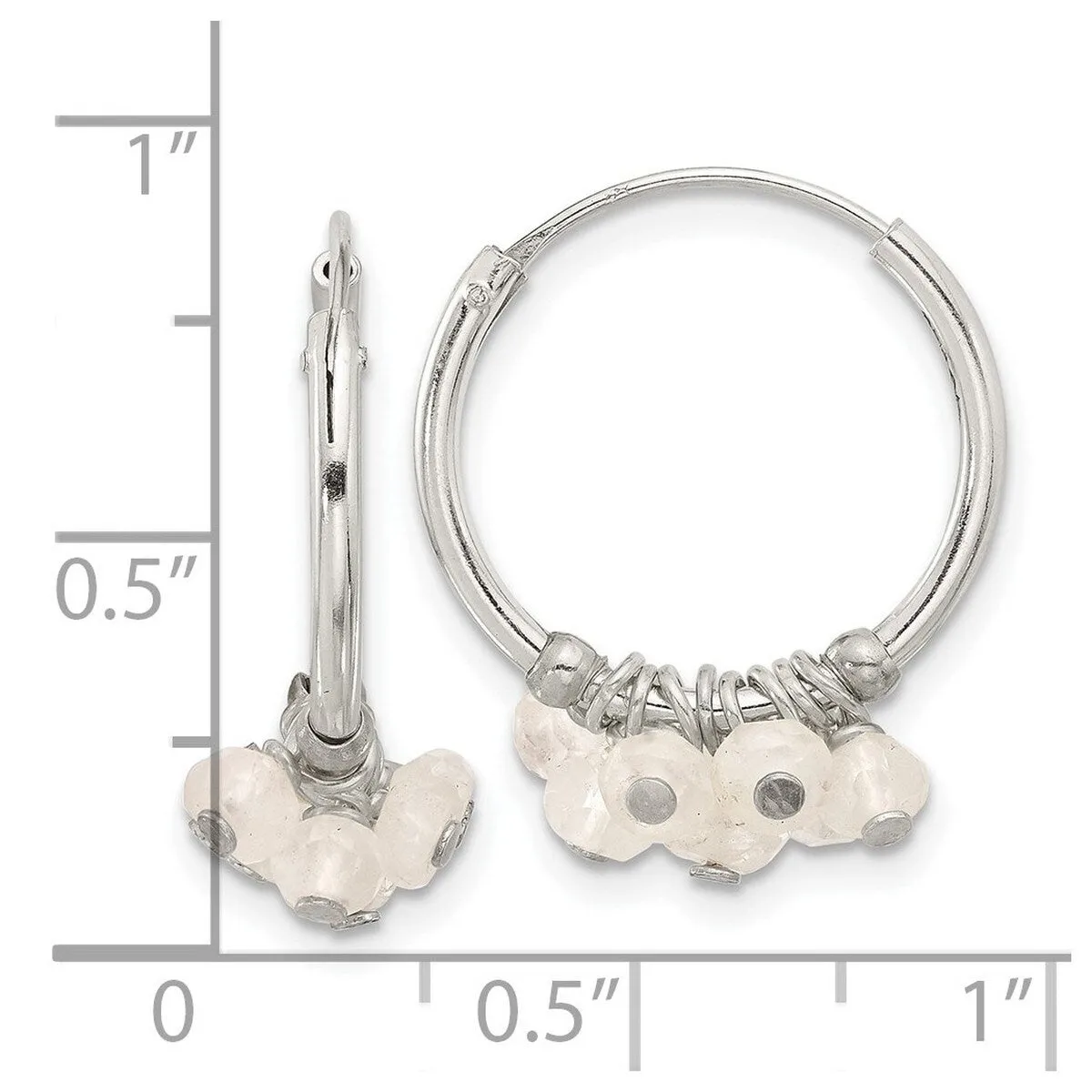 Curata 925 Sterling Silver Moonstone Beaded Endless Hoop Earrings - 21x18mm sold by Zulily product image thumbnail 2