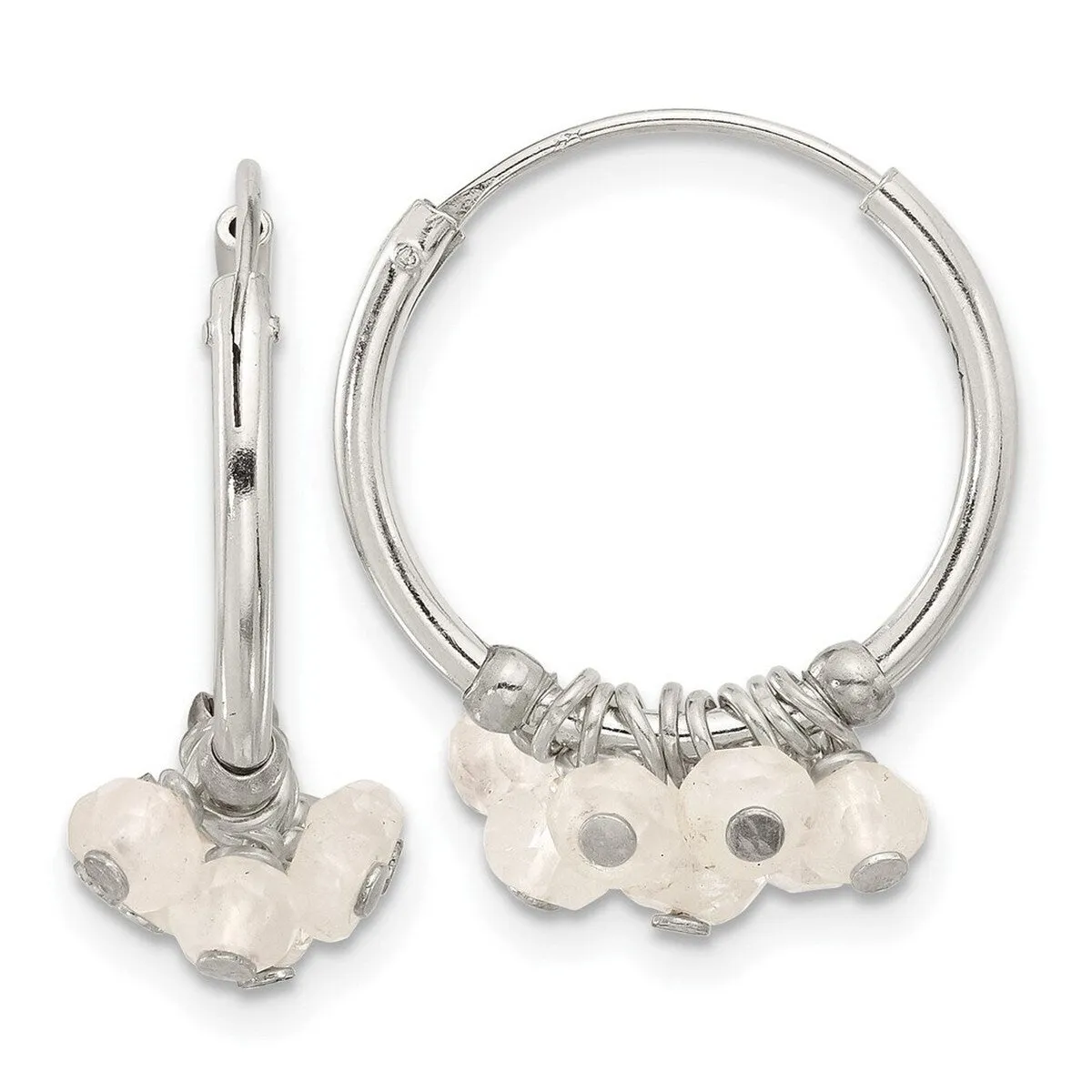 Curata 925 Sterling Silver Moonstone Beaded Endless Hoop Earrings - 21x18mm sold by Zulily product image thumbnail 3