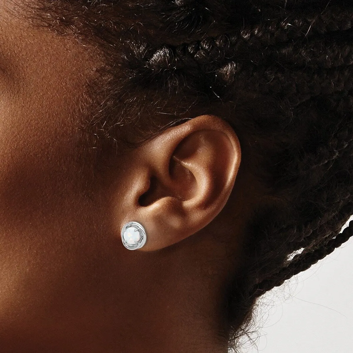 Curata 925 Sterling Silver Rhodium Plated Swirl Simulated Opal Post Earrings - 9.75x9.75mm sold by Zulily product image thumbnail 2