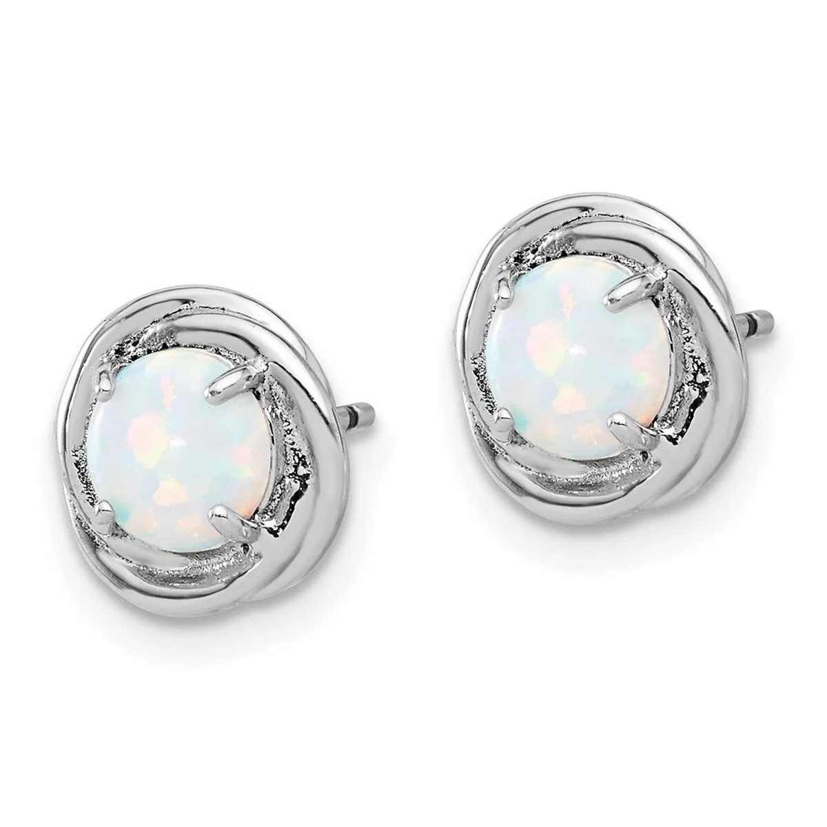Curata 925 Sterling Silver Rhodium Plated Swirl Simulated Opal Post Earrings - 9.75x9.75mm sold by Zulily product image thumbnail 5