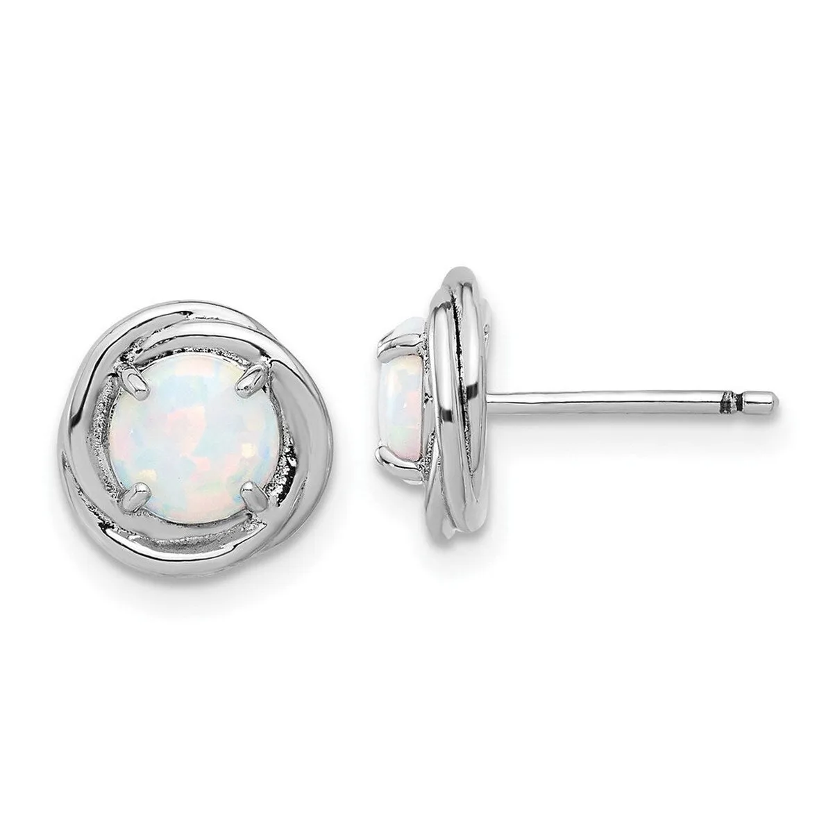 Curata 925 Sterling Silver Rhodium Plated Swirl Simulated Opal Post Earrings - 9.75x9.75mm sold by Zulily product image thumbnail 3