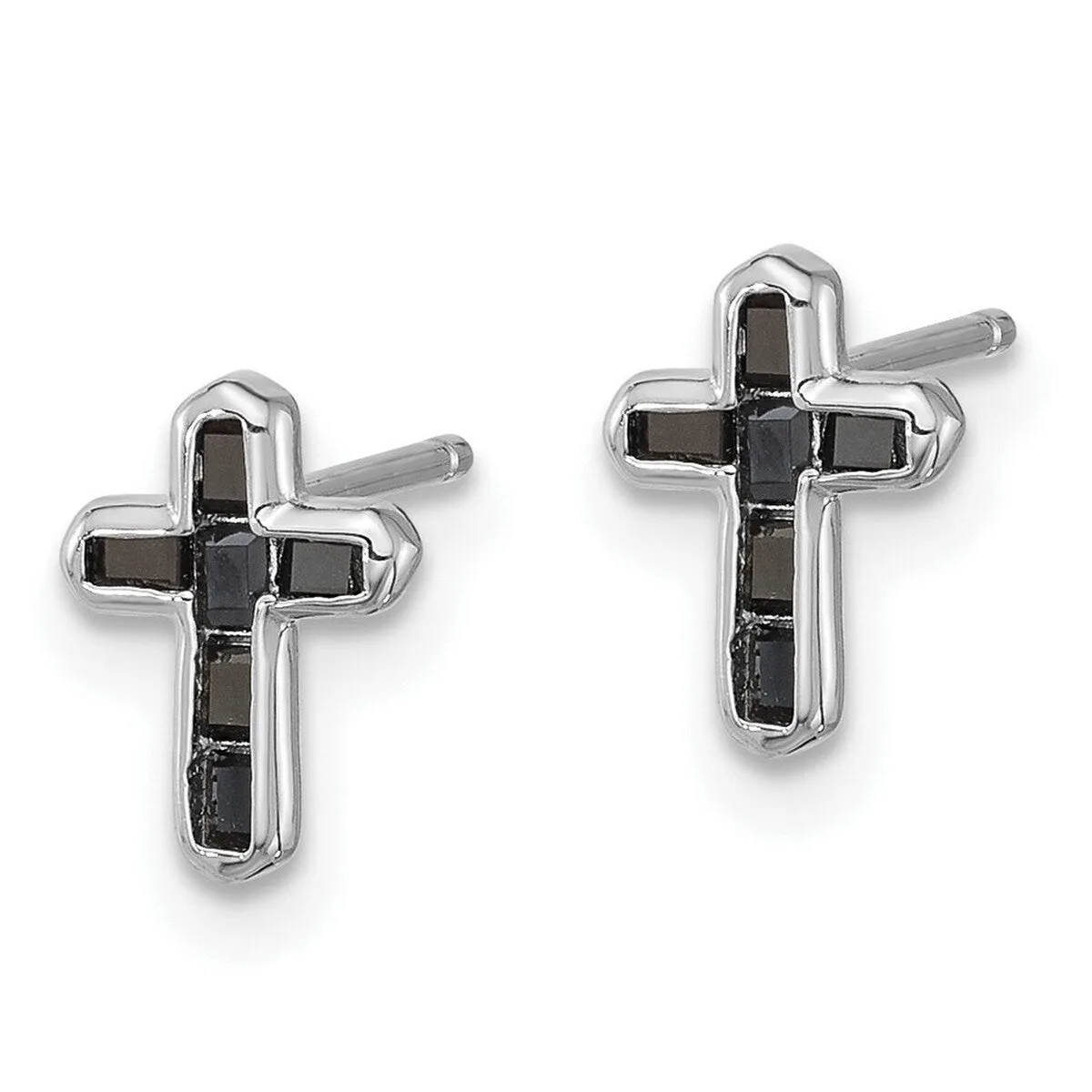 Curata 925 Sterling Silver Rhodium Plated Black Spinel Cross Post Earrings - 9x6.35mm sold by Zulily product image thumbnail 5