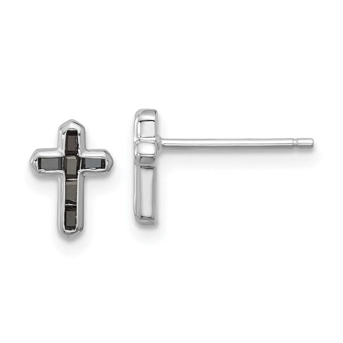 Curata 925 Sterling Silver Rhodium Plated Black Spinel Cross Post Earrings - 9x6.35mm sold by Zulily product image thumbnail 3