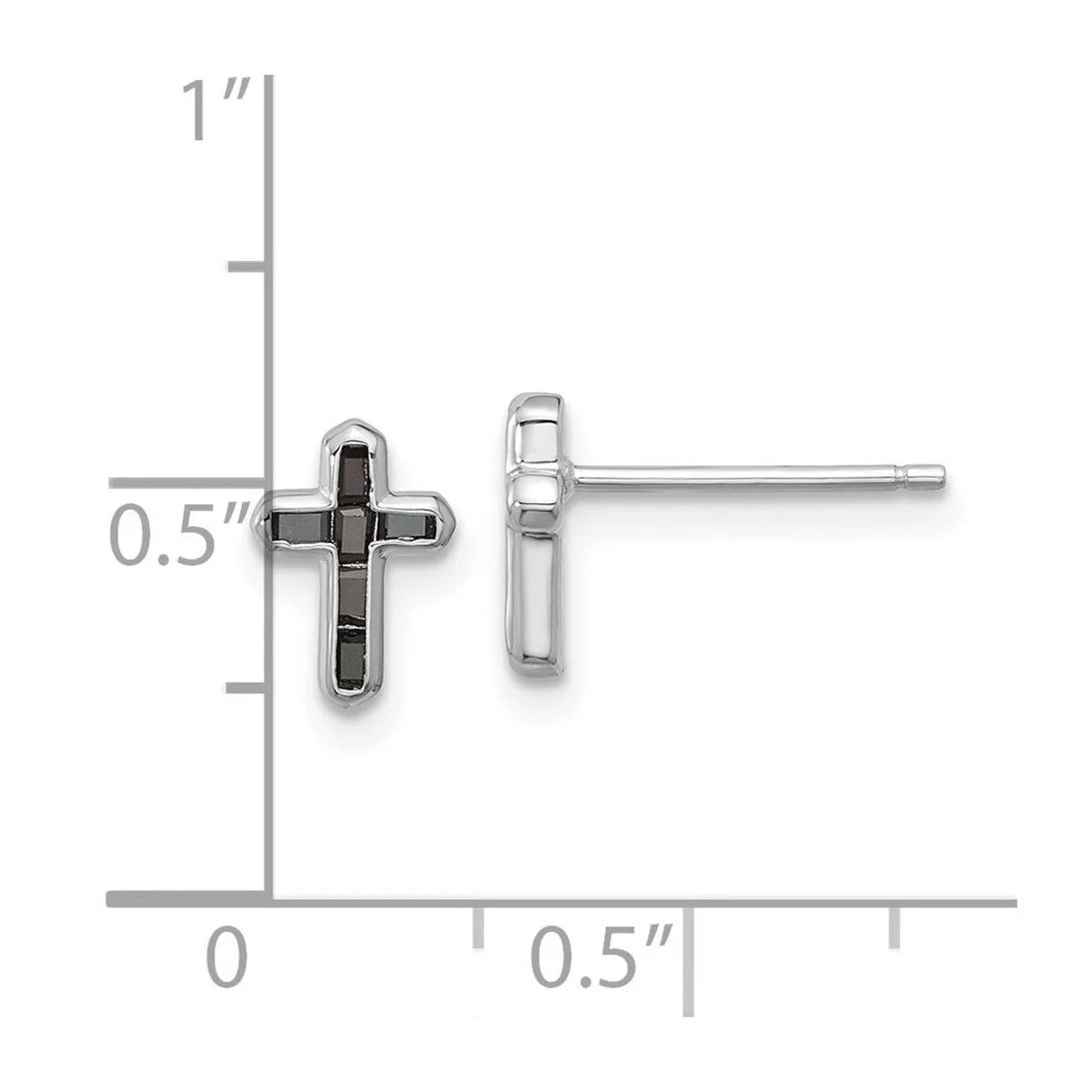 Curata 925 Sterling Silver Rhodium Plated Black Spinel Cross Post Earrings - 9x6.35mm sold by Zulily product image thumbnail 4