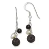Curata 925 Sterling Silver Freshwater Cultured Pearl Black Agate Lava Rock Dangle Earrings - 42x9mm sold by Zulily