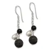 Curata 925 Sterling Silver Freshwater Cultured Pearl Black Agate Lava Rock Dangle Earrings - 42x9mm sold by Zulily