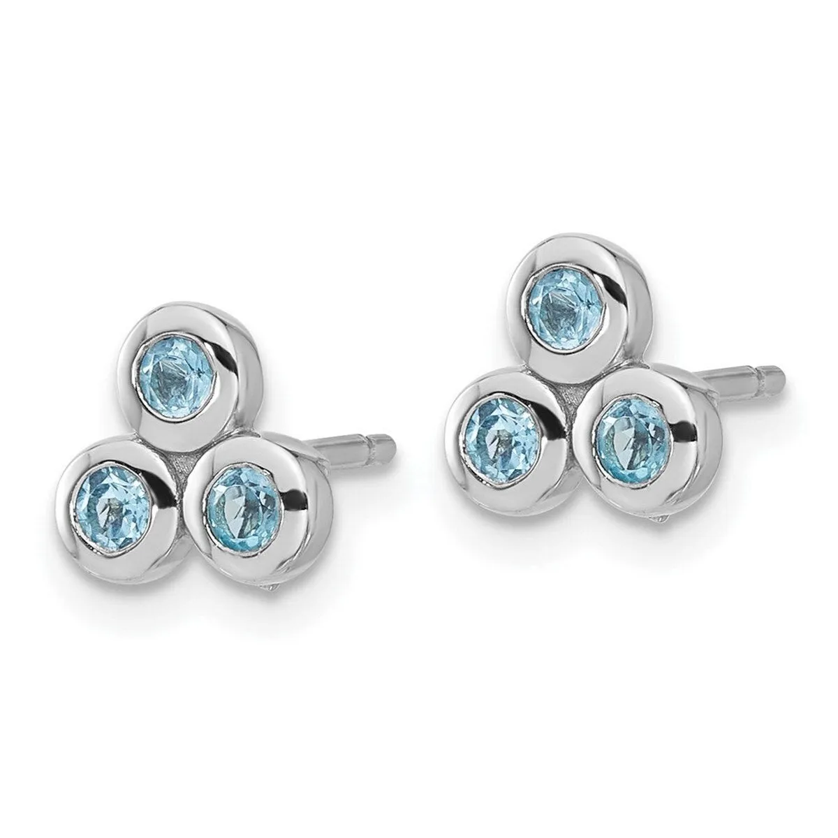 Curata 925 Sterling Silver Rhodium Plated Light Swiss Blue Topaz Post Earrings - 7.62x8.16mm sold by Zulily