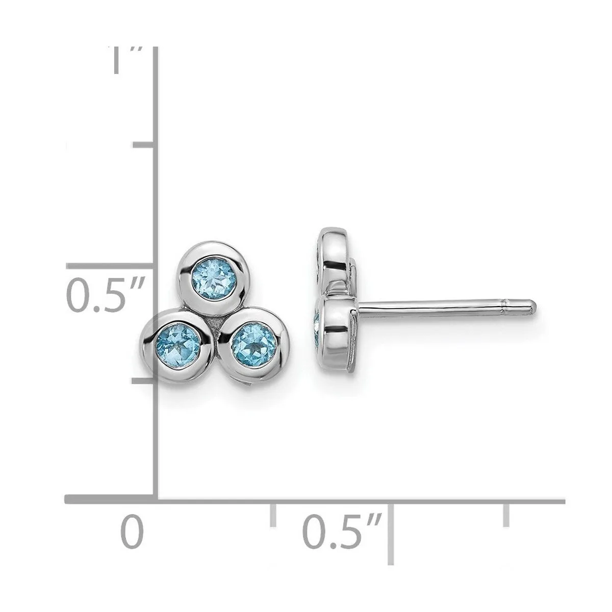 Curata 925 Sterling Silver Rhodium Plated Light Swiss Blue Topaz Post Earrings - 7.62x8.16mm sold by Zulily product image thumbnail 3