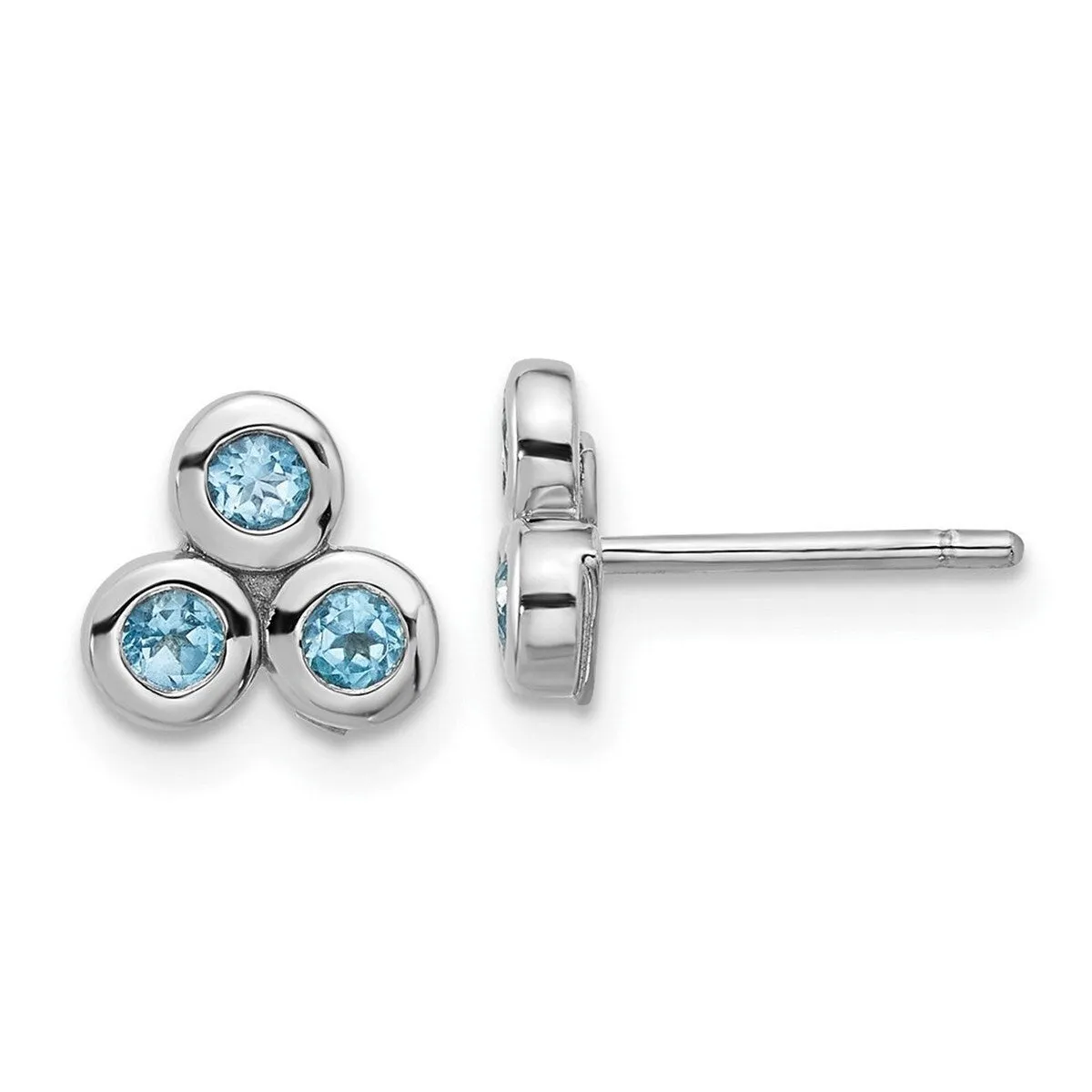 Curata 925 Sterling Silver Rhodium Plated Light Swiss Blue Topaz Post Earrings - 7.62x8.16mm sold by Zulily product image thumbnail 4