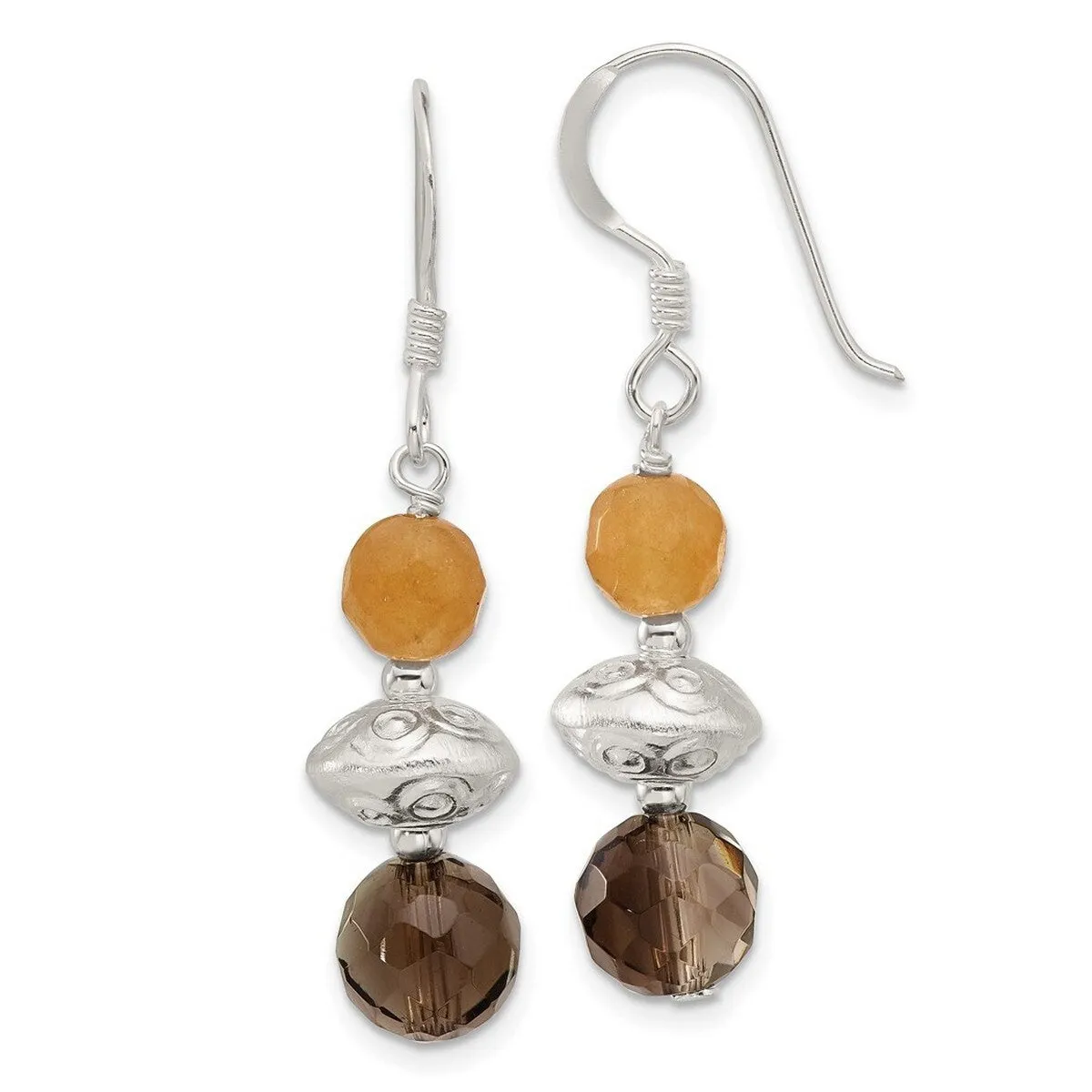 Curata 925 Sterling Silver Aventurine Smoky Quartz Hook Earrings - 42x9.25mm sold by Zulily product image thumbnail 5
