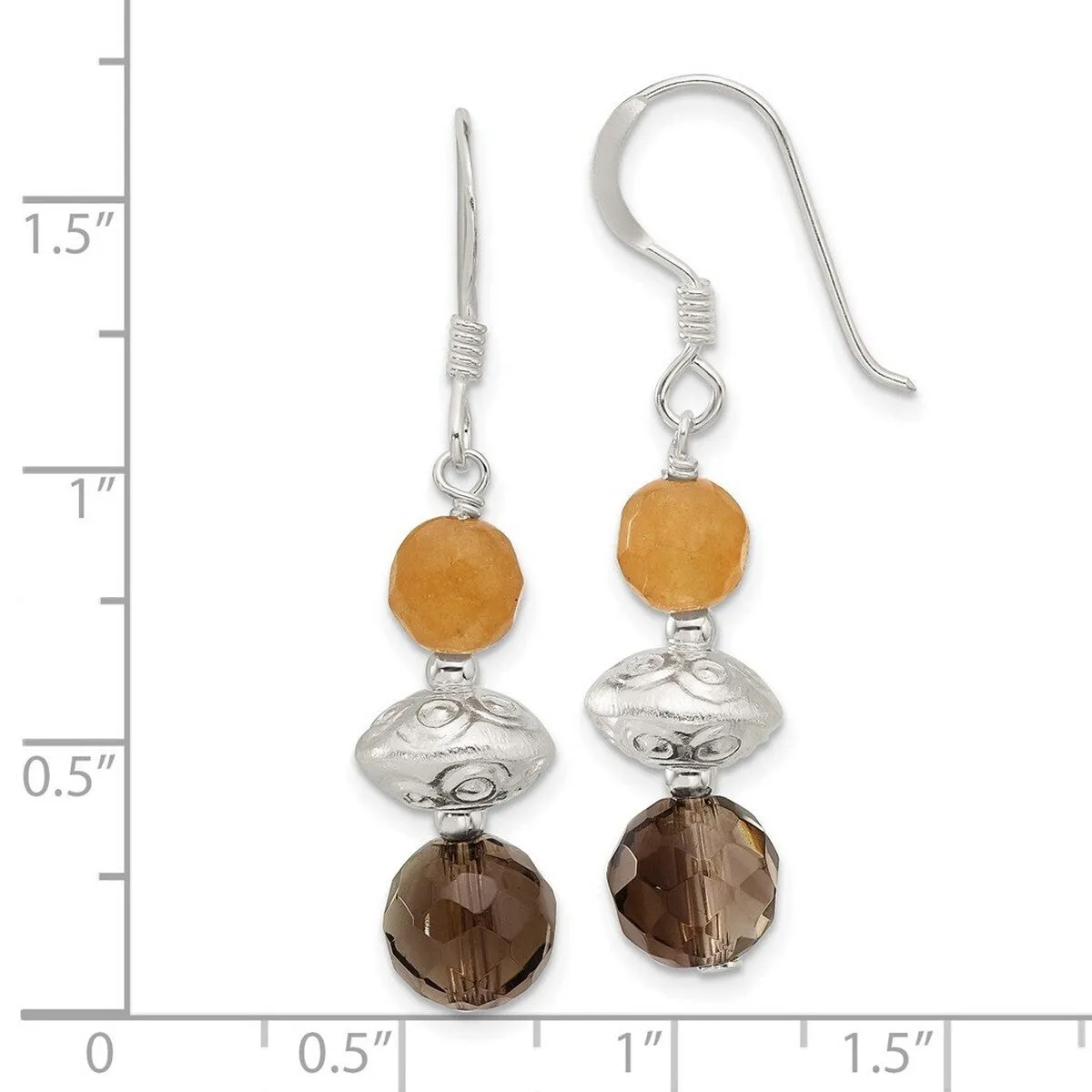 Curata 925 Sterling Silver Aventurine Smoky Quartz Hook Earrings - 42x9.25mm sold by Zulily product image thumbnail 4