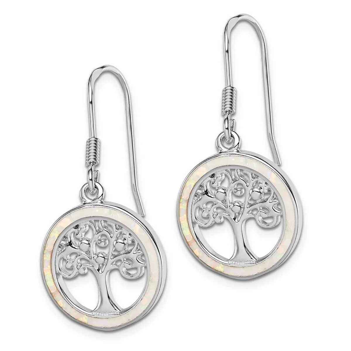 Curata 925 Sterling Silver Rhodium Plated Simulated Opal Circle Tree Dangle Earrings - 37.25x17mm sold by Zulily product image thumbnail 4