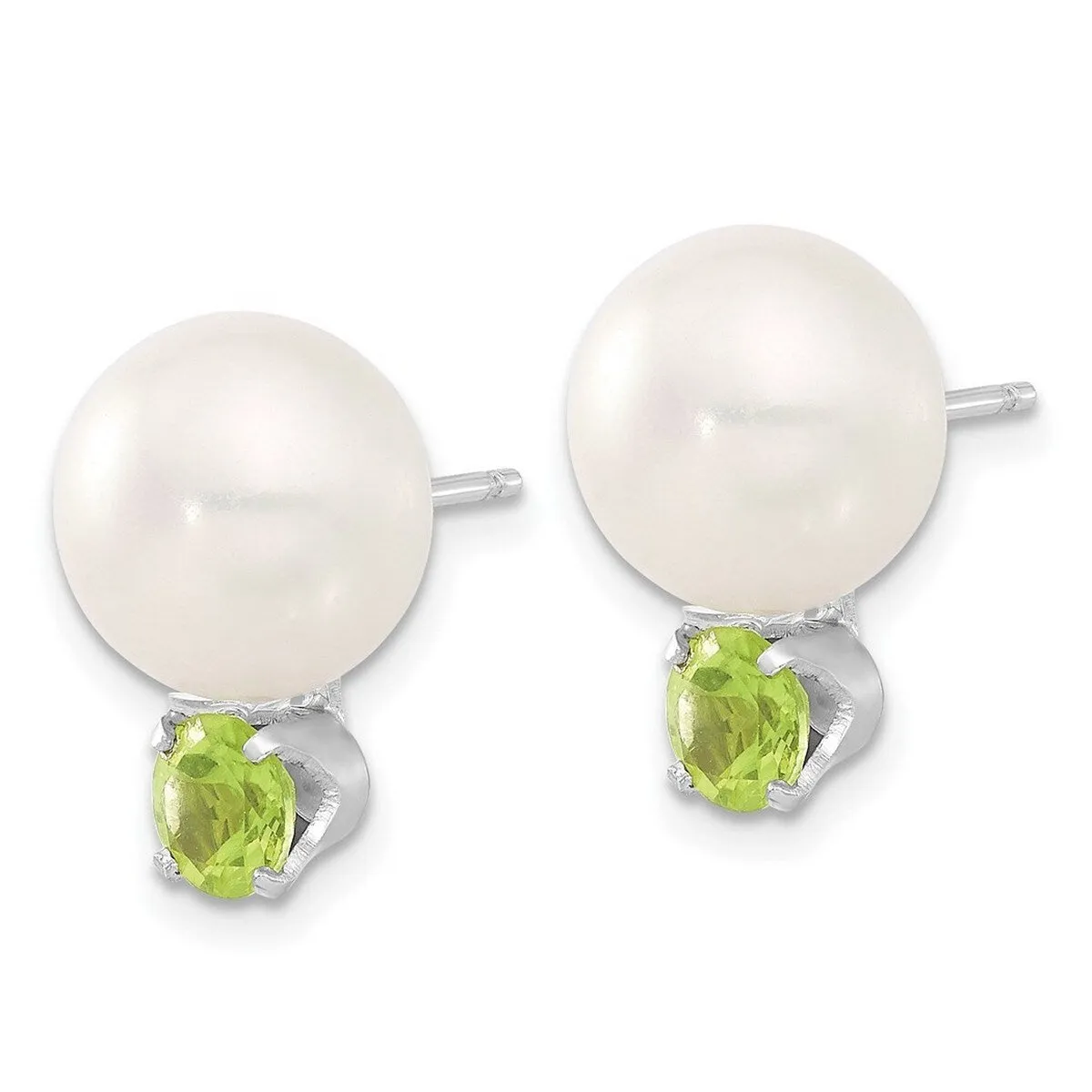 Curata 925 Sterling Silver Polished 10-11mm Freshwater Cultured Button Pearl Peridot Post Earrings sold by Zulily product image thumbnail 2