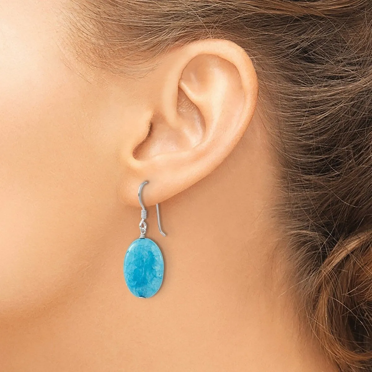 Curata 925 Sterling Silver Aventurine Simulated Turquoise Tear Drop Earrings - 34x15mm sold by Zulily product image thumbnail 3
