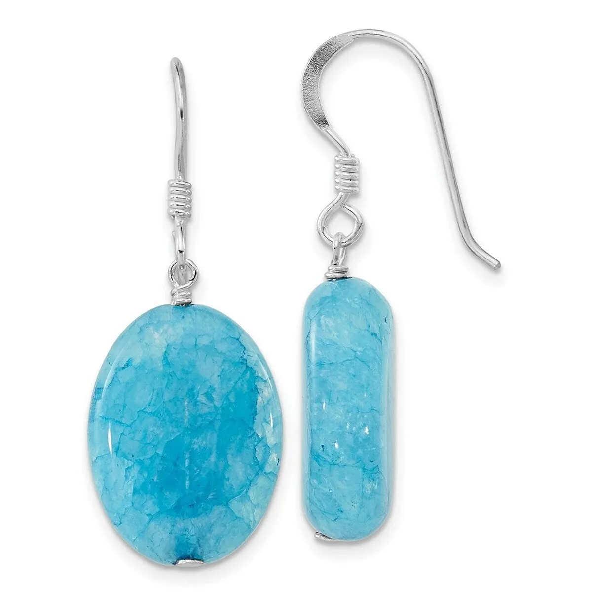 Curata 925 Sterling Silver Aventurine Simulated Turquoise Tear Drop Earrings - 34x15mm sold by Zulily