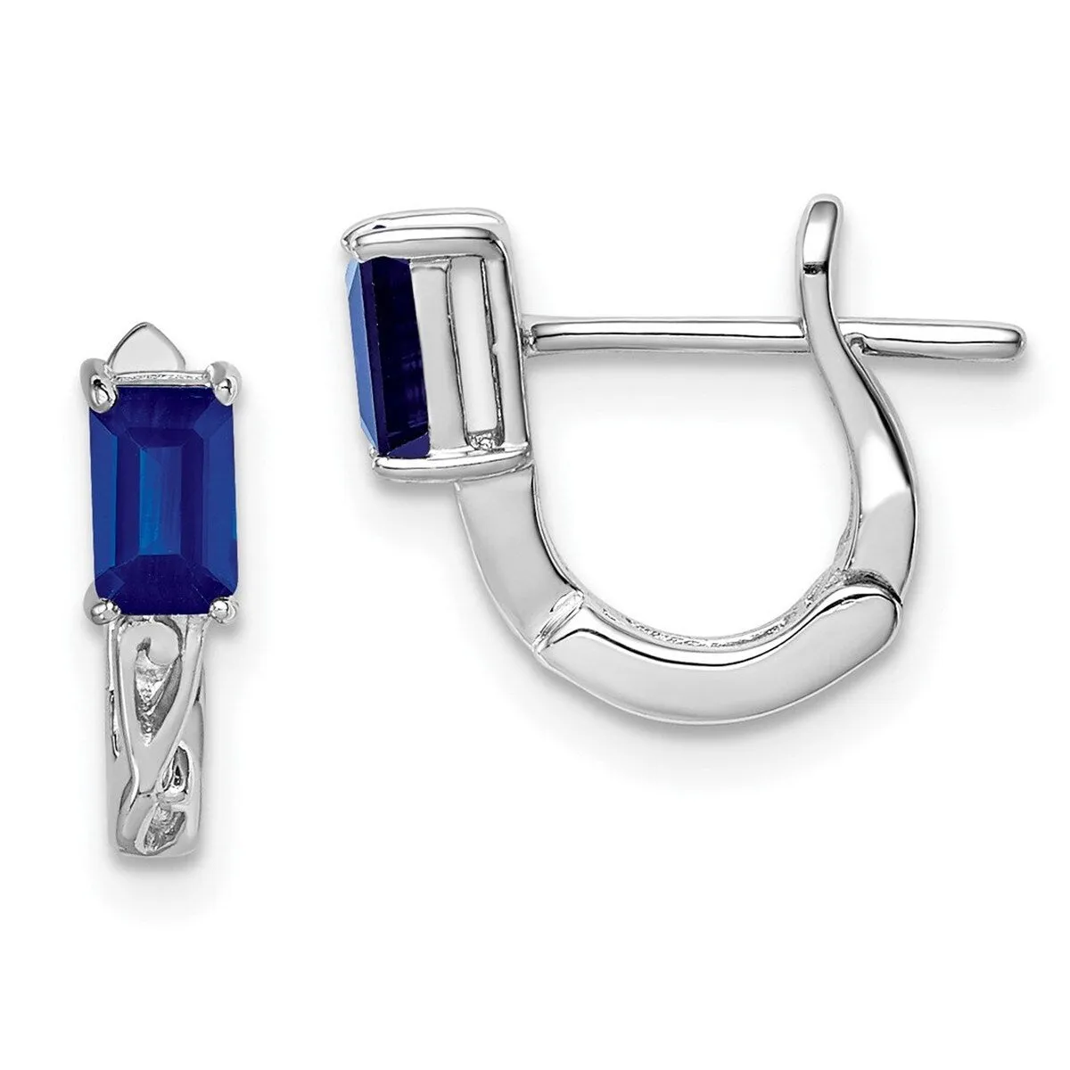 Curata 925 Sterling Silver Rhodium Plated Sapphire Hinged Hoop Earrings - 12x11mm sold by Zulily product image thumbnail 3