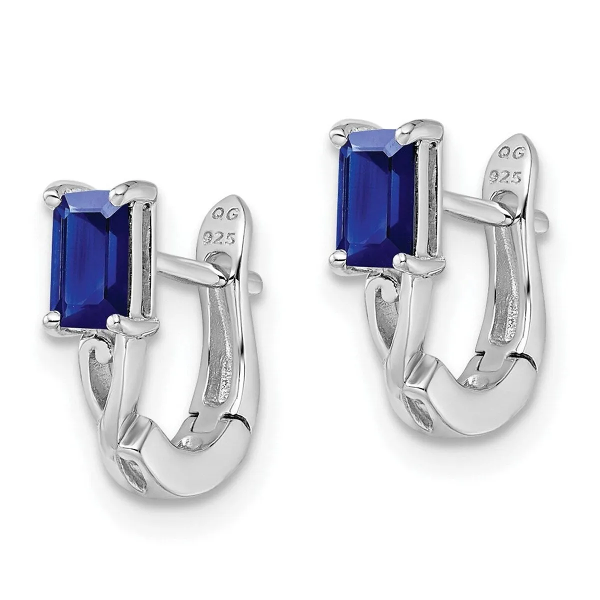 Curata 925 Sterling Silver Rhodium Plated Sapphire Hinged Hoop Earrings - 12x11mm sold by Zulily product image thumbnail 5