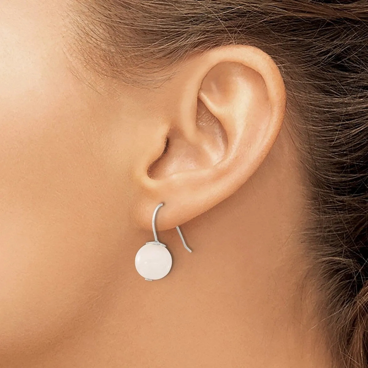 Curata 925 Sterling Silver Rose Quartz Bead Hook Earrings - 22x10mm sold by Zulily product image thumbnail 4