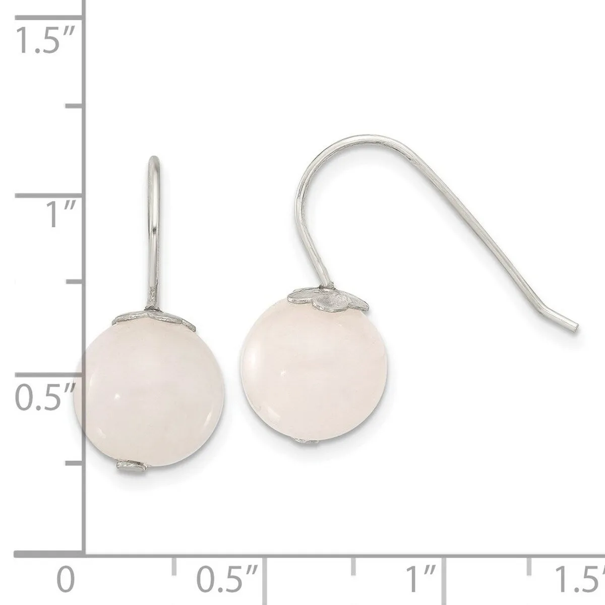 Curata 925 Sterling Silver Rose Quartz Bead Hook Earrings - 22x10mm sold by Zulily