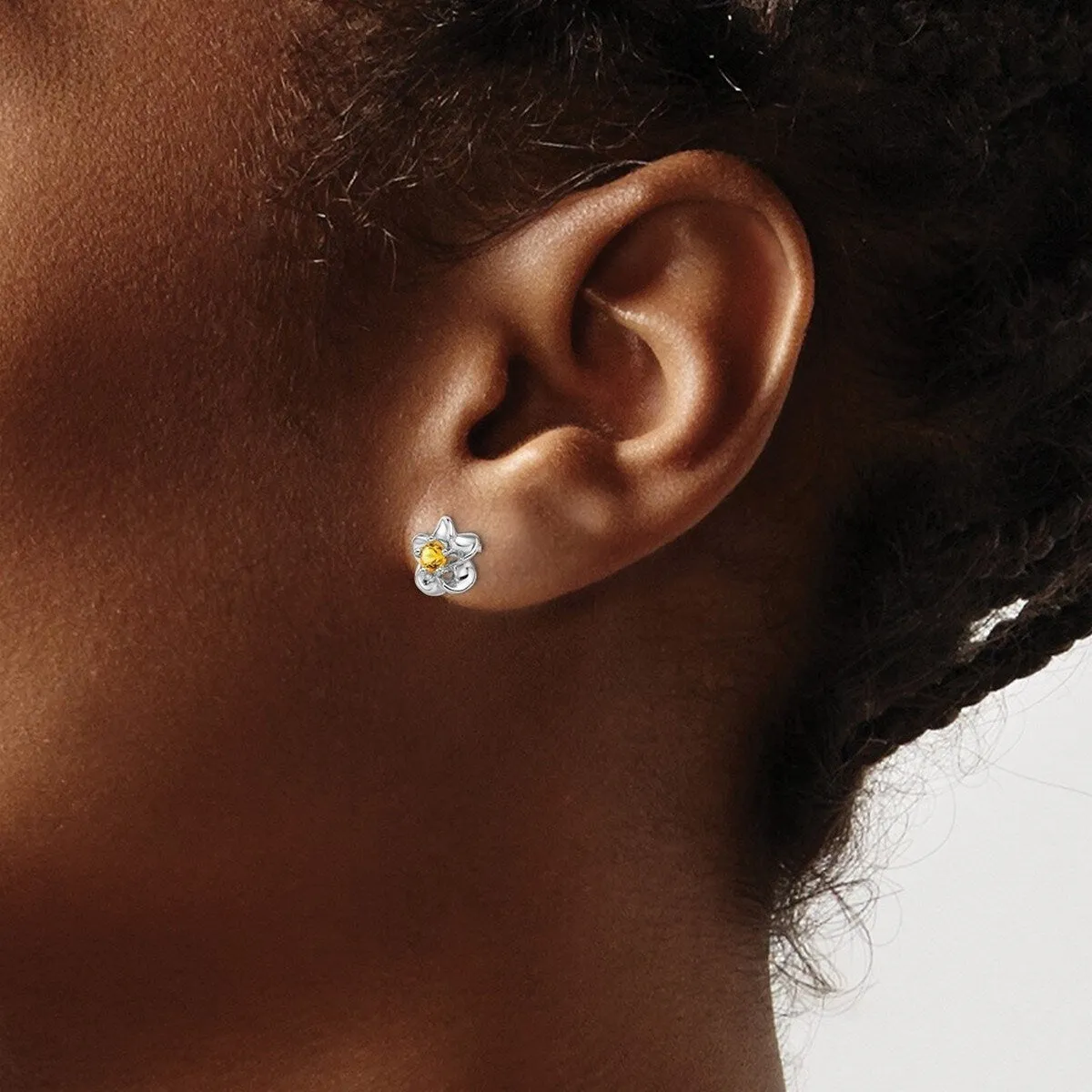 Curata 925 Sterling Silver Rhodium Plated Floral Citrine Post Earrings - 14.5x8mm sold by Zulily product image thumbnail 2