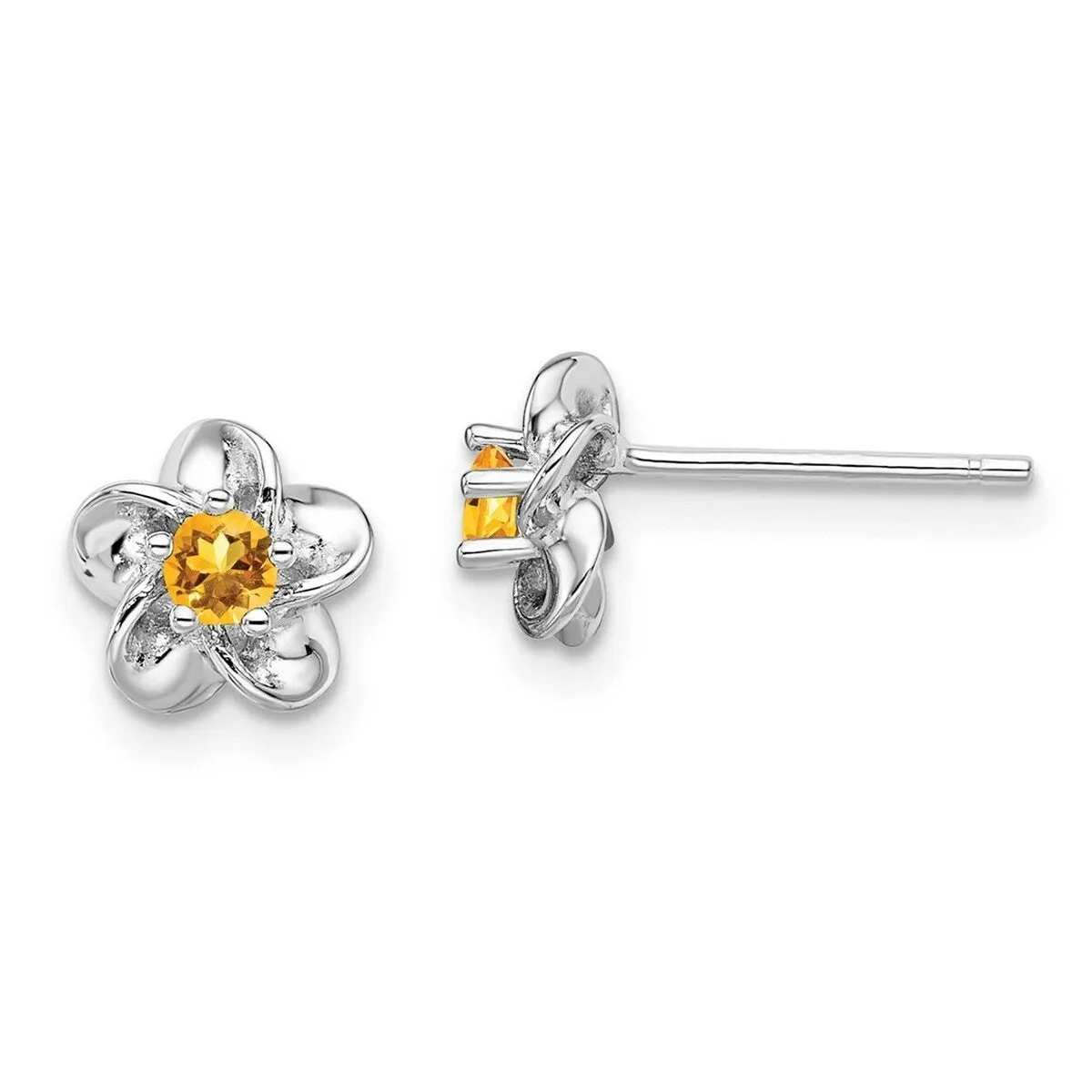 Curata 925 Sterling Silver Rhodium Plated Floral Citrine Post Earrings - 14.5x8mm sold by Zulily product image thumbnail 5
